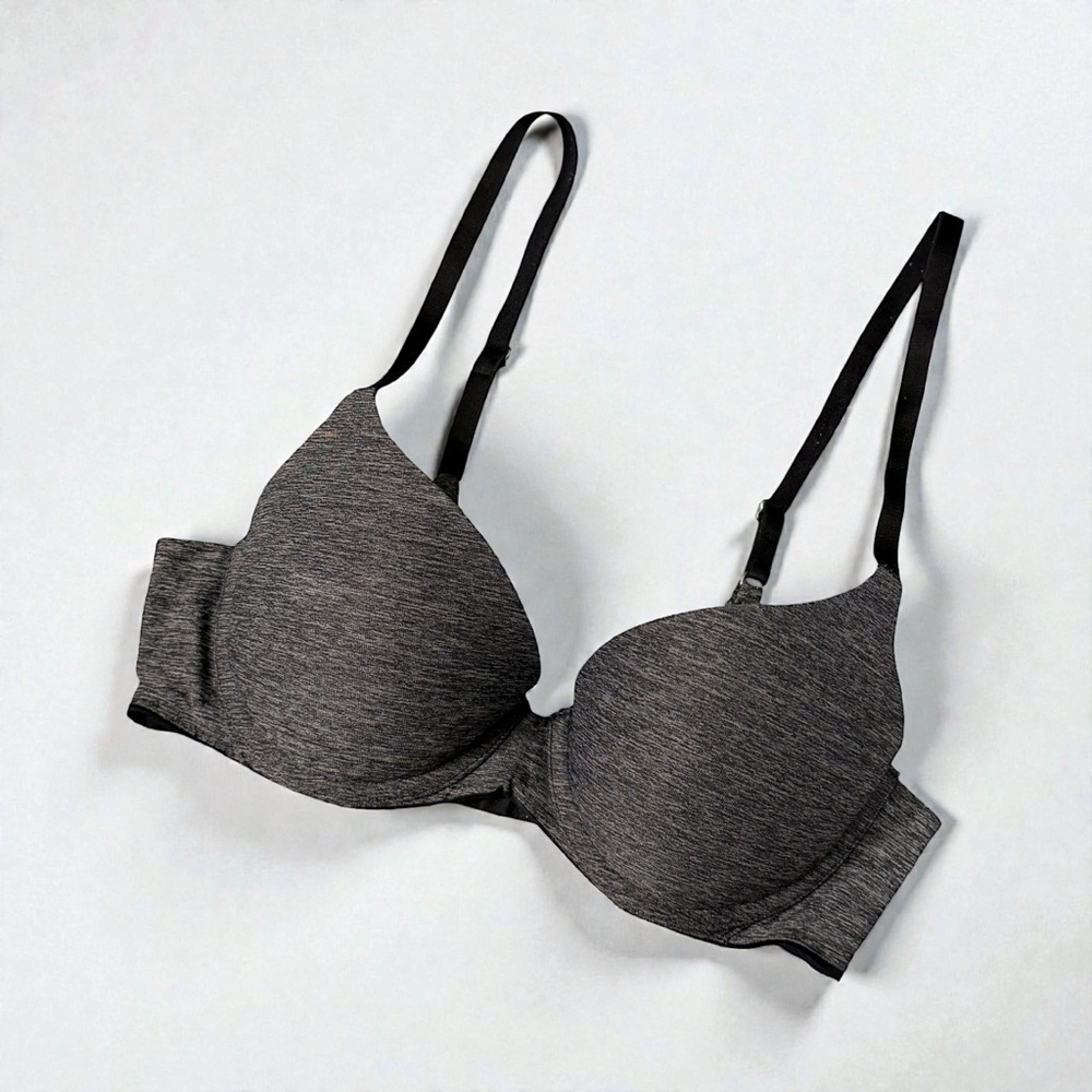 Aerie Sunnie Push Up Full Coverage Lightly Lined Bra Gray Black 32C #2045